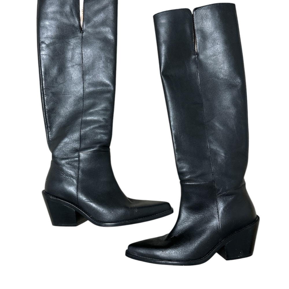 & Other Stories Elegant Black Leather Knee-High Boots